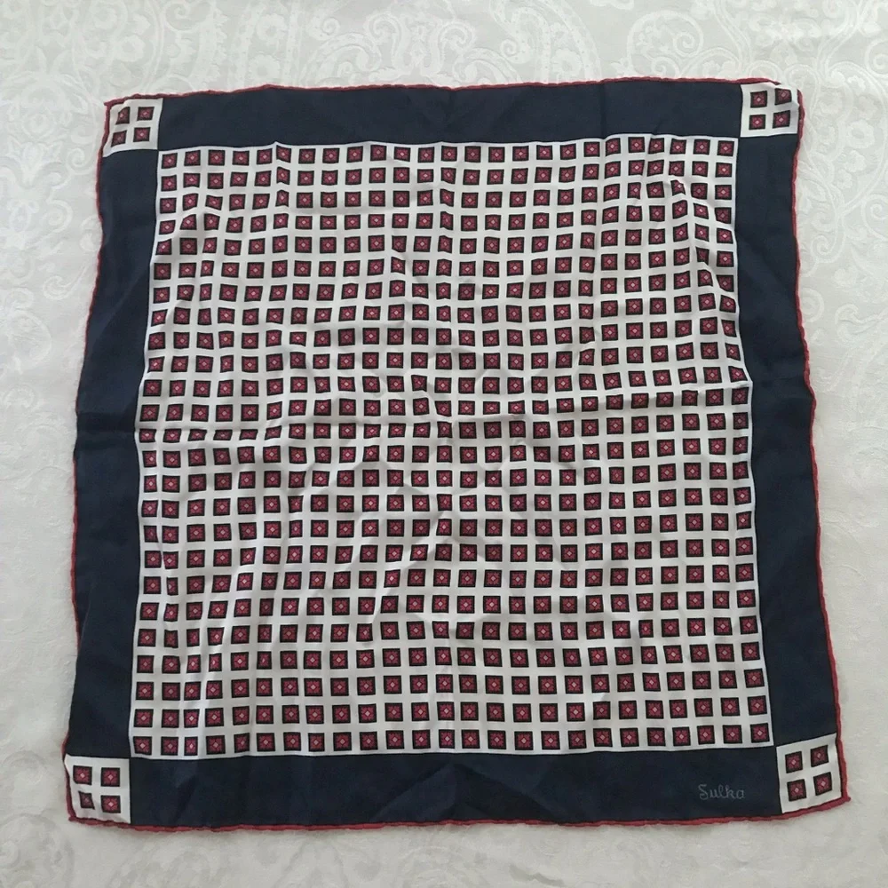 SULKA Handcraft All Silk 18” Symphony Square Scarf  Made in Italy